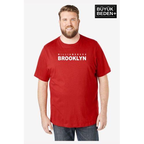 Erkek Büyük Beden Willams.Brooklyn Baskılı Bisiklet Yaka Tshırt SPR25BTS15