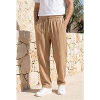 Hafif ve Rahat Müslin Baggy Erkek Pantolon - Tiramisu