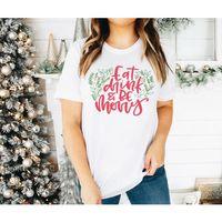 Yılbaşı Noel Baskılı Kısa Kollu Oversize Bisiklet Yaka T-shirt - Beyaz