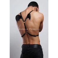 Kanatlı Erkek  Harness, Erkek  Göğüs Harness Ve Kanat Detay, Deri Kanatlı Harness - Brfm150