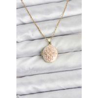 316L Çelik Zincir Gold Renk Mineli Lotus Model Açılabilir Kadın Kolye