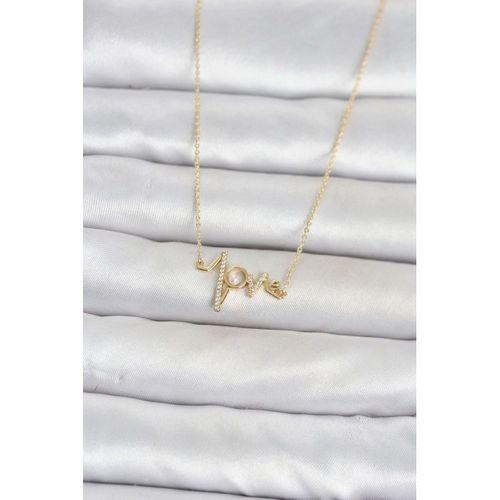 Pirinç Gold Renk Kalp Ritmi Model Kadın Kolye