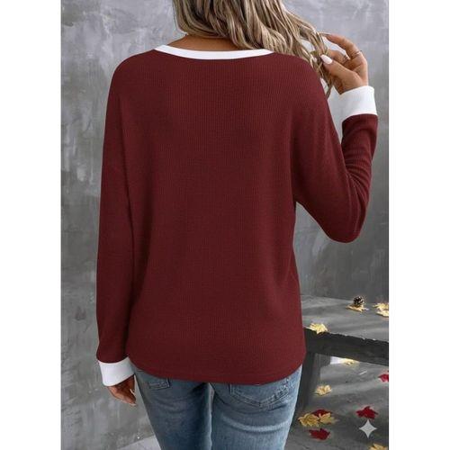 Kadın Uzun Kollu V Yakalı Waffle Bluz