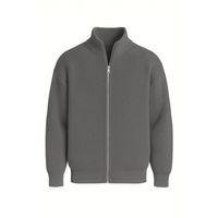 Woody Oversize Selanik Örme Fermuarlı Erkek Hırka- Füme