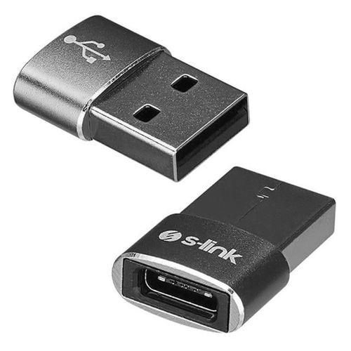 S-Link SL-TA28M Otg Çevirici TYPE-C Dişi TO USB Erkek Metal Gövdeli