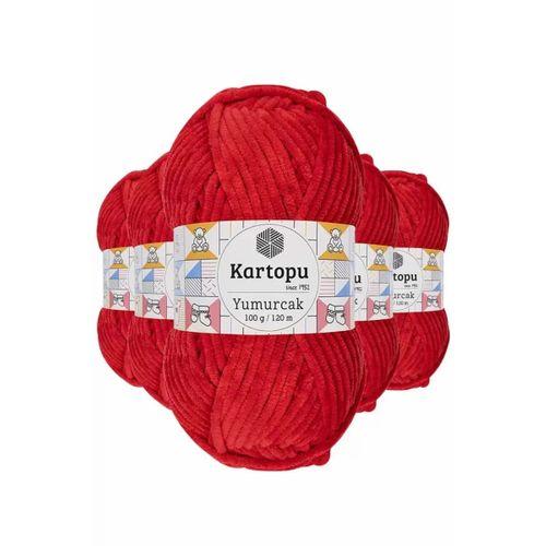 5 Adet Yumurcak Kadife El Örgü İpi Açık Kırmızı K165