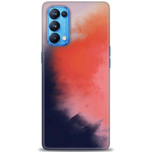 Oppo Reno 5 Pro Kılıf HD Baskılı Kılıf - Sisli Turuncu + Tam Ekran Koruyucu