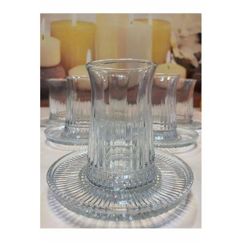 Müge 6'lı Cam Çay Tabağı Çay Tabak Altlığı Royaleks-TG-2023