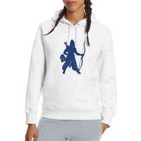 Silhouette Archery Baskılı Beyaz Kadın Kapşonlu Sweatshirt