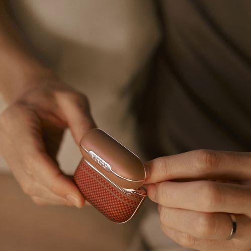 Apple Airpods 4 Kılıf Aramid Fiber Pitaka Tactile Woven Sunset-Moonrise Serisi Sunset Kapak