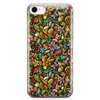 Apple iPhone 8 Kılıf Happy Doodle Arka Kapak Koruma Desenli Full Koruyucu