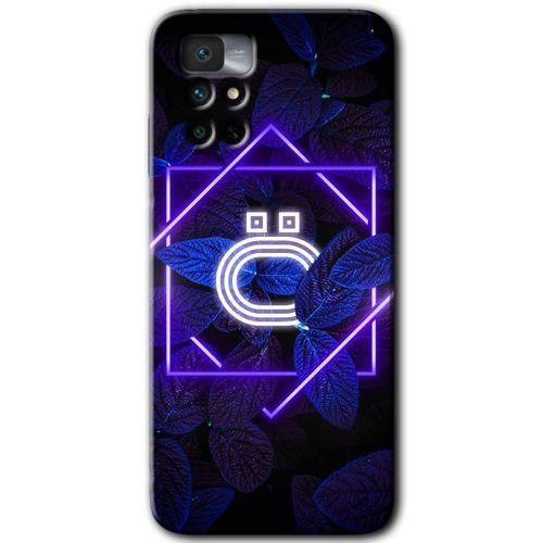 Potkal Hediye Fabrikası Xiaomi Redmi Note 11 4G Kılıf HD Desen Baskılı Arka Kapak - Dark Neon Yaprak Ö Harfi