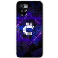 Potkal Hediye Fabrikası Xiaomi Redmi Note 11 4G Kılıf HD Desen Baskılı Arka Kapak - Dark Neon Yaprak Ö Harfi