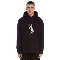 Tennis Spor Baskılı Siyah Erkek Kapşonlu Sweatshirt