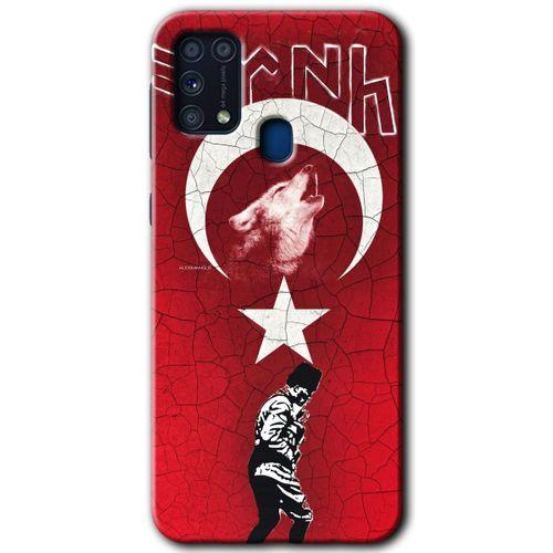 Samsung Galaxy M31 Kılıf Baskılı Kapak - Bozkurt Atam +Tam Kaplayan Mat Seramik
