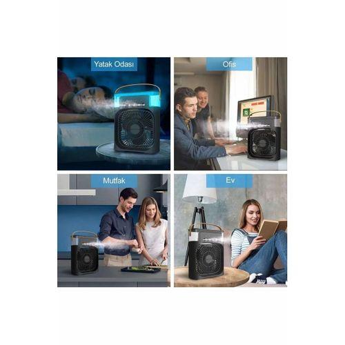 Taşınabilir Işıklı 5 Spreyli Vantilatör Buzlu Buharlı Vantilatör Mini Fan Nemlendirici