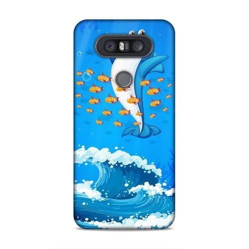 LG Q60 Kılıf Sevimli Yunus Arka Kapak Silikon Koruma Full Koruyucu