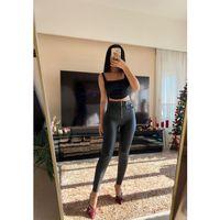 Kadın Yüksek Bel Fermuar Detay Deri Pantolon