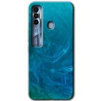 Tecno Spark 7 Pro Kılıf HD Desen Baskılı Arka Kapak+Temperli Cam - Mavi Aura