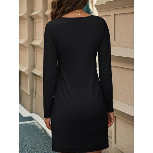 Kadın Uzun Kollu Bisiklet Yaka çiçek Desenli Mini Dalgıç Elbise