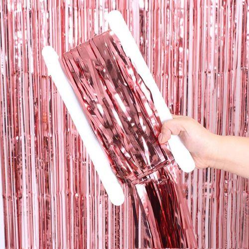 Eğitici Oyuncak Rose Gold Renk Ekstra Metalize Parlak Saçaklı Arka Fon Perde İthal A Kalite 1x2 Metre