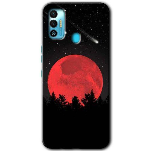 MRCİLETİSİM Tecno Spark 7T Kılıf HD Desen Baskılı Arka Kapak+Temperli Cam - Kanlı Ay