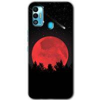 MRCİLETİSİM Tecno Spark 7T Kılıf HD Desen Baskılı Arka Kapak+Temperli Cam - Kanlı Ay