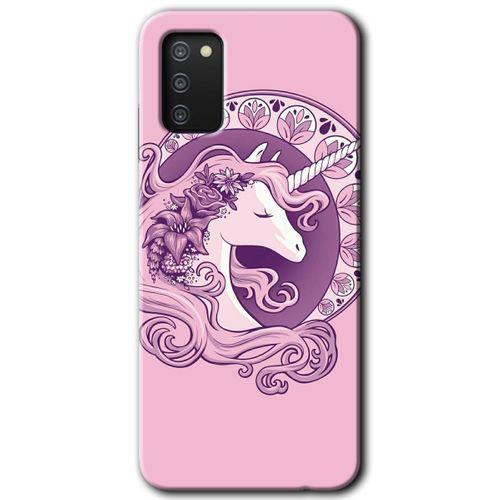 Galaxy A03s Kılıf HD Desen Baskılı Arka Kapak - Unicorn-Pembe + Kırılmaz Cam