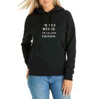 I'm Not Weird I'm Limited Edition Baskılı Siyah Kadın Kapşonlu Sweatshirt