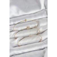 Zirkon Taşlı Kutup Yıldızı Model Gold Renk 3'lü Kadın Bileklik Kombini