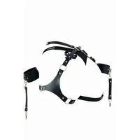 Siyah Harness Takım Deri Fiyonk Detaylı Metal Halka Aksesuarlı - Brf1197