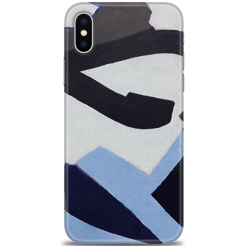 iPhone XS Kılıf HD Baskılı Kılıf - Gri Mavi + Tam Ekran Koruyucu