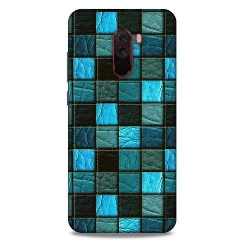 Xiaomi Pocophone F1 Kılıf Patchwork (27) Tasarımlı Kılıf Turkuaz Siyah