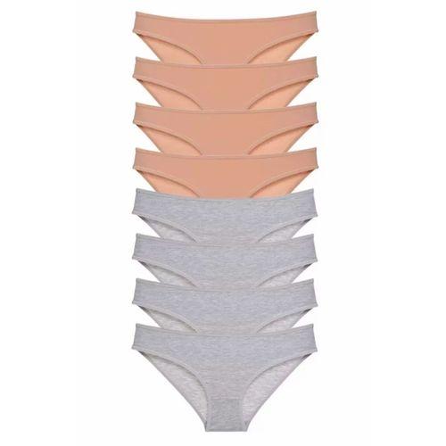8 adet Süper Eko Set Likralı Kadın Slip Külot Ten Gri