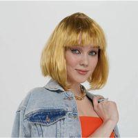 Düz Kesim Küt Parti Peruğu Altın Renk