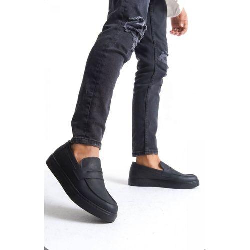 BA0580 Bağcıksız Kuşaklı Yüksek Siyah Taban Erkek Ayakkabı