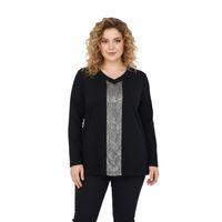 Kadın Siyah V Yaka Taşlı Bluz BGL-ST05150