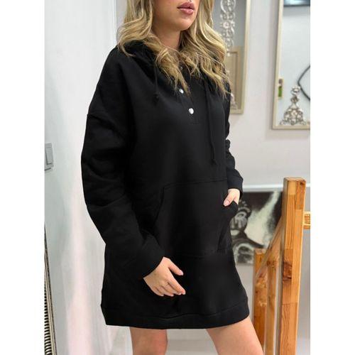 Kadın Uzun Kollu Kapşonlu Bağcıklı önden Düğmeli Ve Cepli Iki Iplik şardonlu Elbise