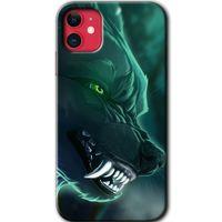 iPhone 11 Kılıf Baskılı Kapak - Yeşil Kurt +Tam Ekran Koruyucu