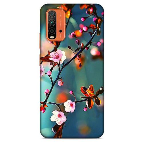 Lopard Xiaomi Redmi 9T Uyumlu Kılıf Bahar (45) Liquid Air Kılıf Beyaz Pembe Çiçek