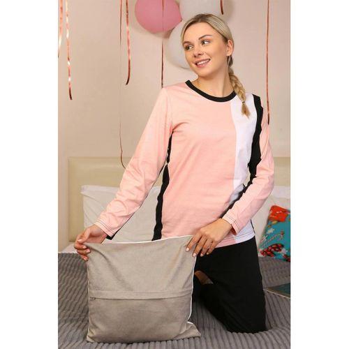 Kadın Uzun Kol Penye Pijama Takım Somon
