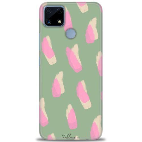 Realme C25s Kılıf HD Baskılı Kılıf - Pembe Krem + Tam Ekran Koruyucu
