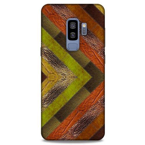 Samsung Galaxy S9 Plus Kılıf Patchwork (10) Full Koruma Kılıfı Yeşil Turuncu