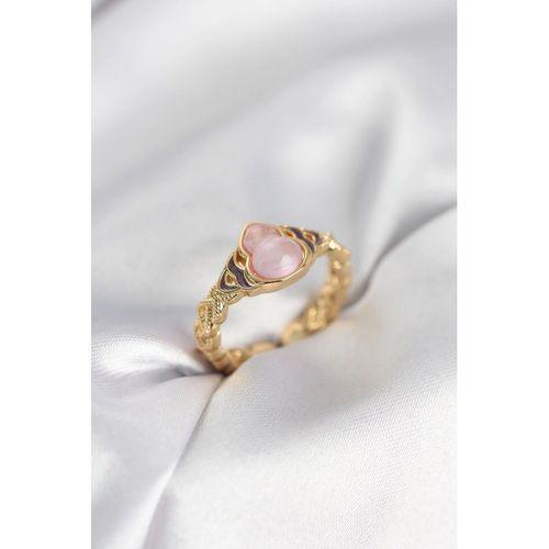 Gold Renk Pembe Damla Model Kadın Yüzük