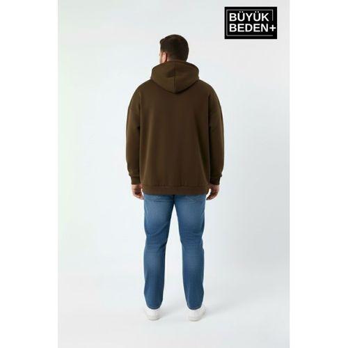 Erkek Büyük Beden İnce Kapşonlu Kollar Ve Etek Ribanalı Swatshırt SPR26BSW957