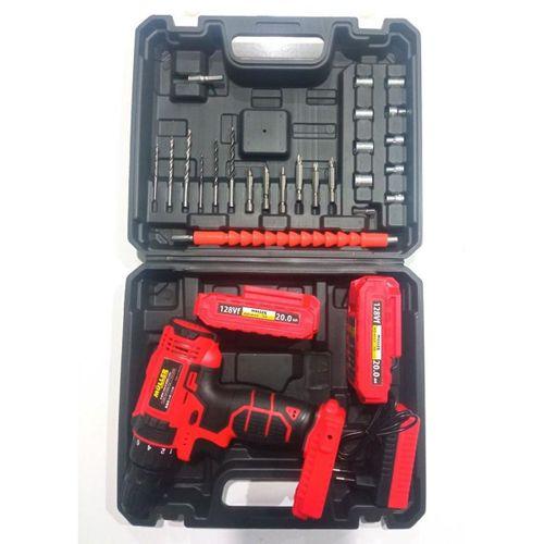 Zhltools 24 V 5 Ah Çelik Şanzuman Bakır Sargılı Çift Akülü Şarjlı Matkap Vidalama 27 Parça Set