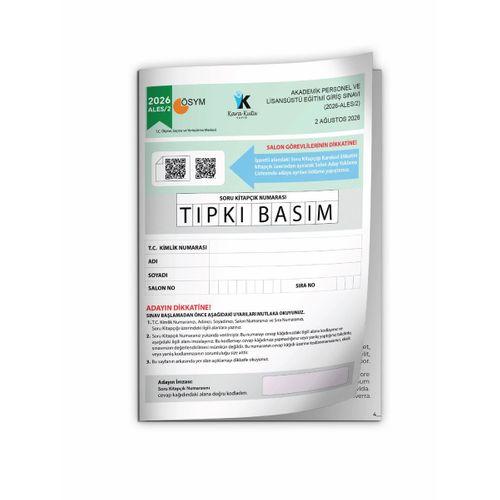 ALES 2026/2 ÖSYM Tıpkı Basım Çıkmış Soru Deneme Kitapçığı Video/PDF Çözümlü Türkiye Geneli