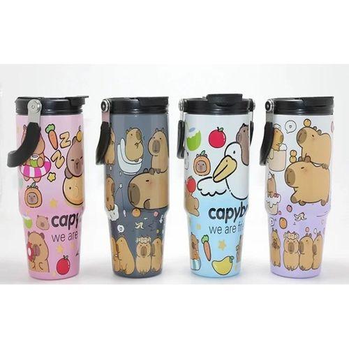 Capybara Desenli Isı Muhafazalı Pipetli Dev Çelik Kupa (tumbler) Alk4431