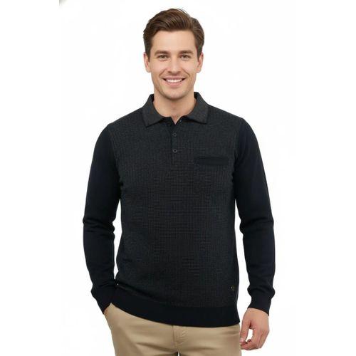 Erkek Polo Yaka Kazak Cepli Çelik Örgü Klasik Kalıp 5205F BGL-ST04850