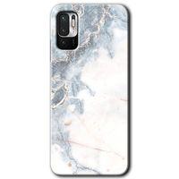 MRCİLETİSİM Xiaomi Redmi Note 10 5G Kılıf HD Desen Baskılı Arka Kapak + Temperli Cam - White Marble